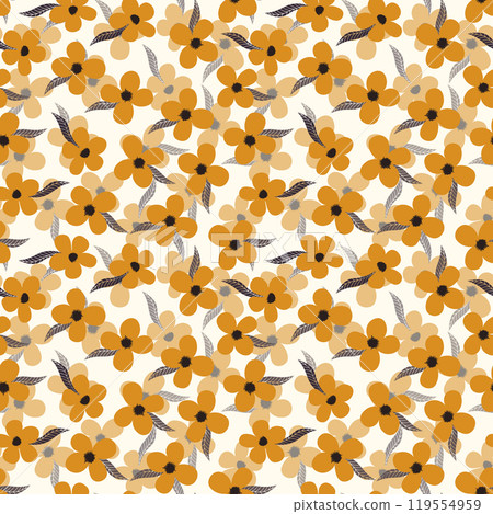 Seamless floral pattern based on traditional folk art ornaments. Colorful flowers on color background. Scandinavian style. Sweden nordic style. Vector illustration. Simple minimalistic pattern Seamless floral pattern based on traditional folk art ornaments. Colorful flowers on color background. Scandinavian style. Sweden nordic style. Vector illustration. Simple minimalistic pattern 119554959