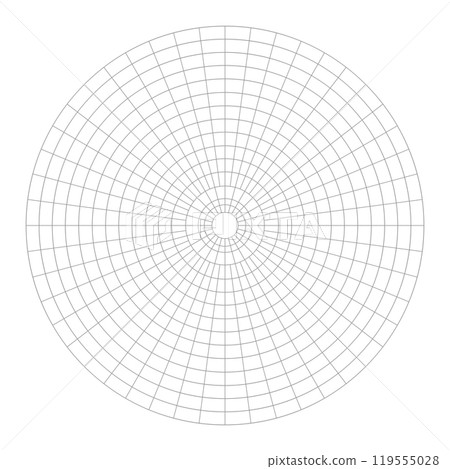 Polar coordinate circular grid isolated on white background. 360 degrees scale. Blank polar graph paper. Vector illustration. Mathematical graph. Lined blank on transparent background Polar coordinate circular grid isolated on white background. 360 degrees scale. Blank polar graph paper. Vector illustration. Mathematical graph. Lined blank on transparent background 119555028