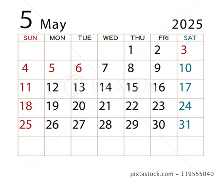 2025 Calendar May 2 119555040