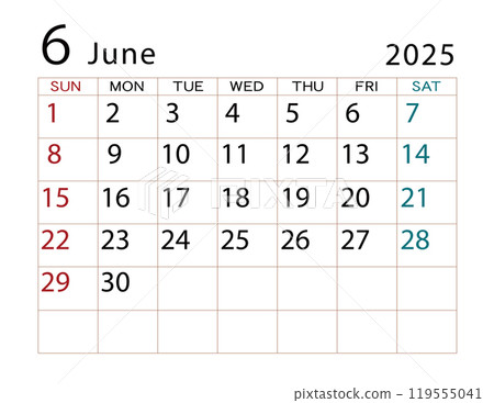 2025年六月曆 ⑵ 119555041