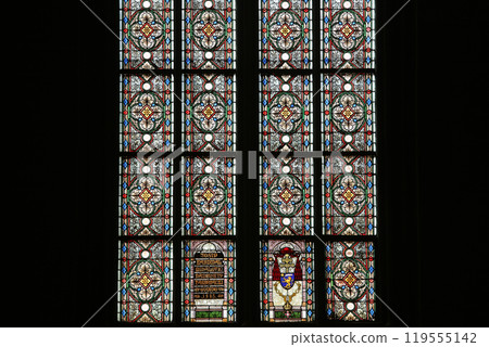 Stained glass window in Zagreb cathedral 119555142