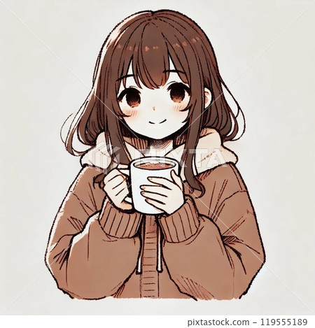 A woman drinking a drink 119555189