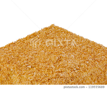 Square honey cake standing on white background Square honey cake standing on white background 119555689