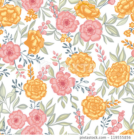Flowers fabric seamless pattern design 119555856