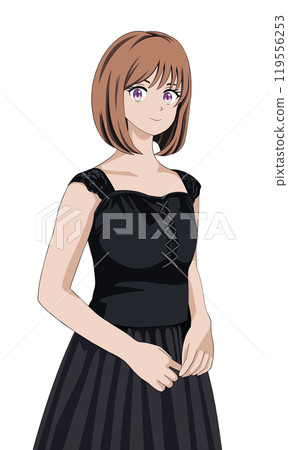 A woman in a black dress 119556253