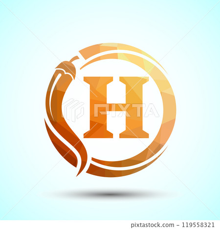 English Alphabet With Red Chili Logo Design. Low Poly Graphic Alphabet Symbol For Corporate Business 119558321