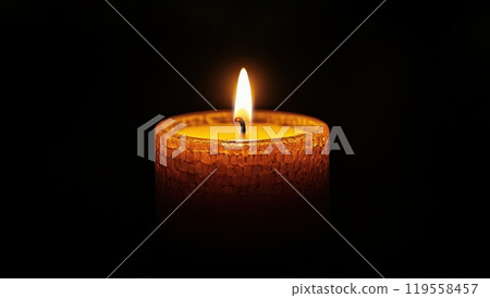 Burning candle in the dark. Concept of memory, hope, and remembrance. 119558457