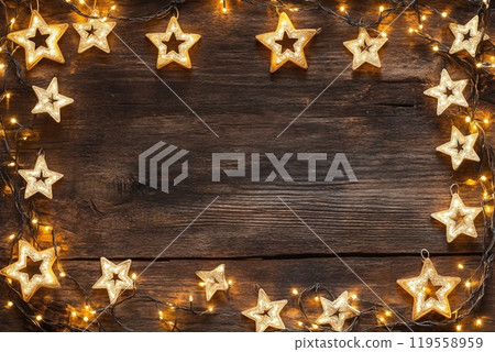 Winter bright background. Christmas landscape with snowdrifts and pine branches in the frost. 119558959