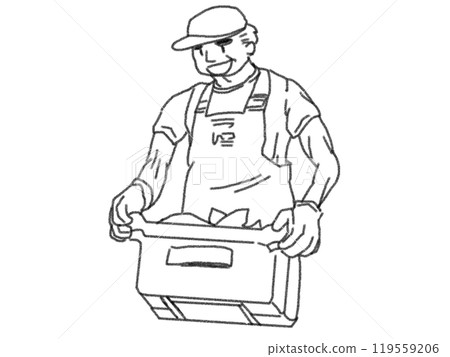 鉛筆畫風格魚店的線條畫插圖 119559206