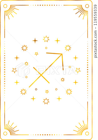 Tarot card with sagittarius zodiac style. Simple line art style. Tarot card with sagittarius zodiac style. Simple line art style. 119559339