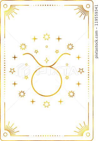 Tarot card with taurus zodiac style. Simple line art style. Tarot card with taurus zodiac style. Simple line art style. 119559341