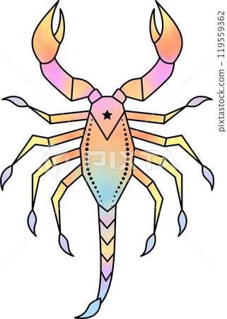 Scorpio zodiac sign with digital watercolor effect. Scorpio zodiac sign with digital watercolor effect. 119559362