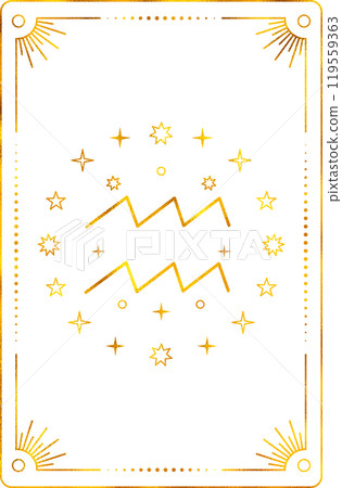 Tarot card with aquarius zodiac style. Simple line art style. Tarot card with aquarius zodiac style. Simple line art style. 119559363