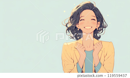A smiling career woman wearing a women's suit 119559437