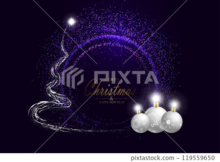 Merry Christmas. Still life of isolated silhouettes of abstract New Year trees and toys 119559650