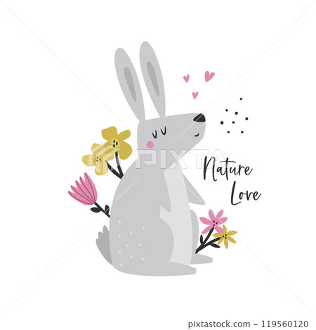 Adorable Vector Rabbit. Cute Woodland Wildlife Illustration for Design and Art Adorable Vector Rabbit. Cute Woodland Wildlife Illustration for Design and Art 119560120