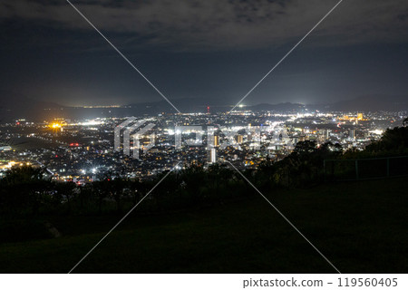 Night view of Kokubu and Hayato in Kirishima City, Kagoshima Prefecture, from Shiroyama Park 119560405