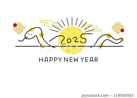 2025蛇年賀年片簡約可愛手寫設計白色背景橫式省墨 2025蛇年賀年片簡約可愛手寫設計白色背景橫式省墨 119560985