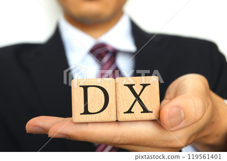 Businessman and the word DX Businessman and the word DX 119561401