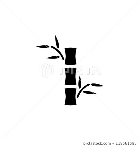 Bamboo Tree with leaf of Spa Solid Flat Vector Icon Isolated on White Background 119561585