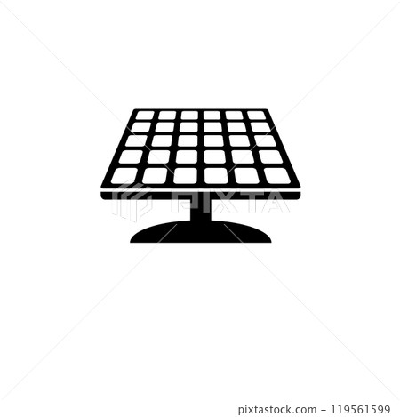 Solar Panel, Electric Sun Energy Solid Flat Vector Icon Isolated on White Background 119561599