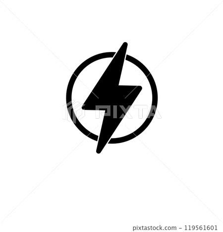 High Voltage, Electric Danger, Warning Solid Flat Vector Icon Isolated on White Background 119561601