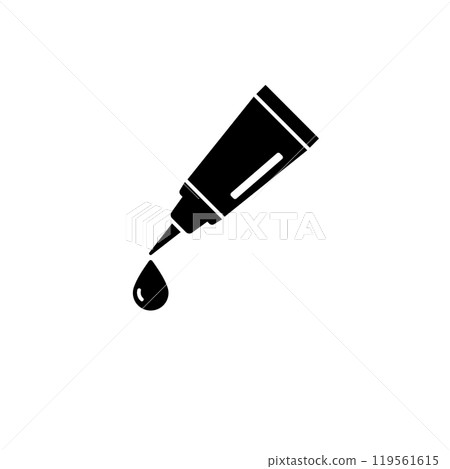 Bottle of Super Glue with Drop Solid Flat Vector Icon Isolated on White Background 119561615