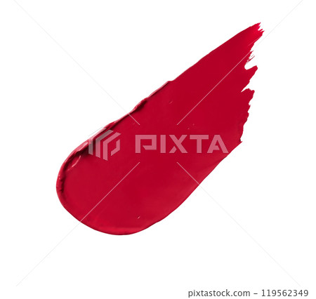 Smeared red lipstick swatch isolated on white 119562349