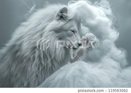 The Lion and the Woman's Fantastic Love and Trust 119563082