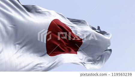 Japan national flag waving in the wind on a clear day 119563239