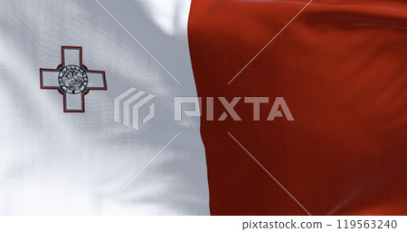 Close-up of Malta national flag waving in the wind 119563240