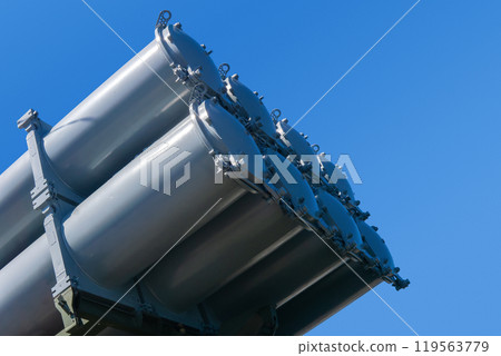 anti-aircraft missile launcher against the sky anti-aircraft missile launcher against the sky 119563779