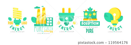 Pure Green Energy Logo Design Template Collection Vector Set Pure Green Energy Logo Design Template Collection Vector Set 119564176