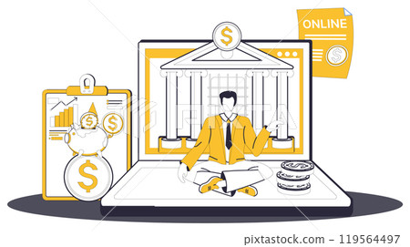 Online banking vector illustration. The symphony financial transactions plays harmoniously in digital orchestra online banking Digital wallets twirl in ballet online banking, securing heartbeat Online banking vector illustration. The symphony financial transactions plays harmoniously in digital orchestra online banking Digital wallets twirl in ballet online banking, securing heartbeat 119564497