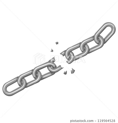 Iron chain concept with a fracture in the middle, emphasizing broken links. Ideal for themes like vulnerability, failure, freedom, structural integrity, and liberation. Realistic, simple, detailed Iron chain concept with a fracture in the middle, emphasizing broken links. Ideal for themes like vulnerability, failure, freedom, structural integrity, and liberation. Realistic, simple, detailed 119564528