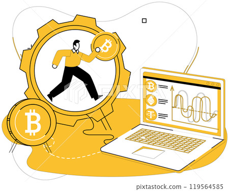 Cryptocurrency investment vector illustration. Achieve financial success by understanding nuances cryptocurrency investing The online economy thrives on seamless management digital transactions 119564585