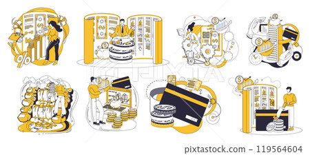 Online banking vector illustration. In digital ballet transactions, online banking pirouettes gracefully as lead dancer The internet becomes playground for financial ballet, choreographed by online Online banking vector illustration. In digital ballet transactions, online banking pirouettes gracefully as lead dancer The internet becomes playground for financial ballet, choreographed by online 119564604