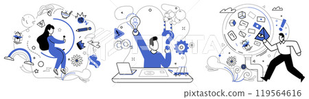 Risk management vector illustration. Business strategies are weapons wielded in battlefield against risks financial world The symphony financial success is composed by maestro effective risk 119564616