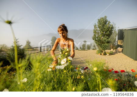 Misty Morning Flower Gathering 119564836