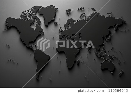 The map highlights the United States, displaying a striking representation of the American flag. Each states outline is filled with red and blue stripes and white stars, symbolizing national pride. 119564943