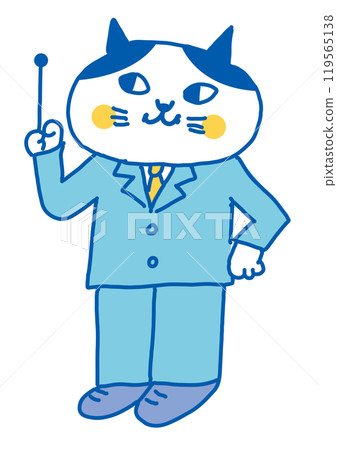A cat explaining with a pointing stick 119565138
