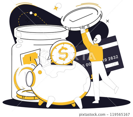 Money management vector illustration. Information becomes currency financial exchange, traded and verified through effective money management Analyzing financial reports is akin to deciphering 119565167