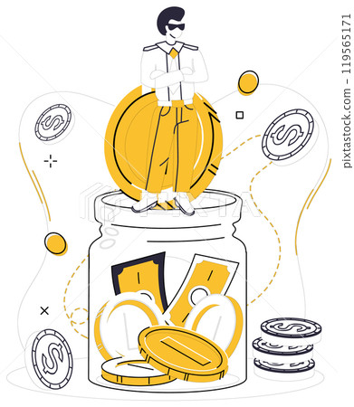 Money management vector illustration. The rate financial success is measured by beats in money managements rhythmic dance Banking is canvas, and money management is brushstroke, painting picture 119565171