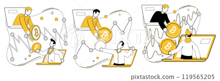 Bitcoin trading vector illustration. Financial, heartbeat, pulses through veins cryptocurrency, powering engine economic growth Trade, dialogue, unfolds in language Bitcoin, where every transaction Bitcoin trading vector illustration. Financial, heartbeat, pulses through veins cryptocurrency, powering engine economic growth Trade, dialogue, unfolds in language Bitcoin, where every transaction 119565205