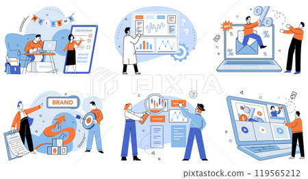 Corporate identity vector illustration. Business, crucible, refines corporations essence, molding it into recognizable entity Design, brushstroke, adds depth and meaning to corporations visual 119565212