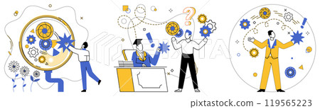 Product development vector illustration. Product development is heartbeat business evolution, orchestrating symphony progress The increase in creative ideas is fuel propelling rocket product 119565223