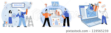 Corporate identity vector illustration. Identity, fingerprint, uniquely marks corporation, defining its character and essence Corporate business, canvas, paints portrait reflects values 119565239