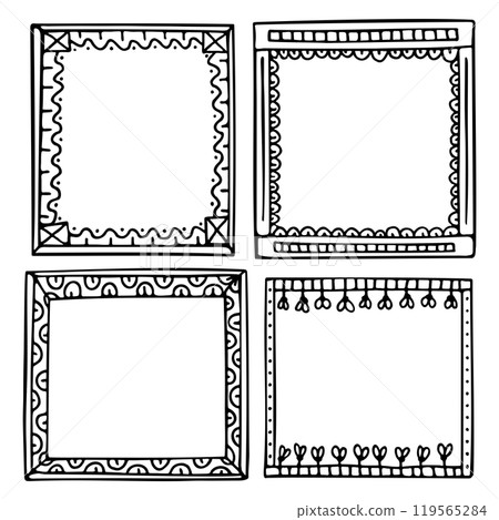 Bullet journal hand-drawn vector elements for notebook, diary, or planner. Doodle black frames are isolated on white background. Bullet journal hand-drawn vector elements for notebook, diary, or planner. Doodle black frames are isolated on white background. 119565284