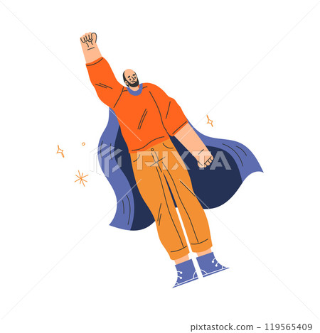 Man Superhero Character Wearing Cloak Have Super Power Vector Illustration 119565409