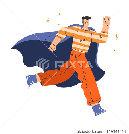 Man Superhero Character Wearing Cloak Have Super Power Vector Illustration 119565414